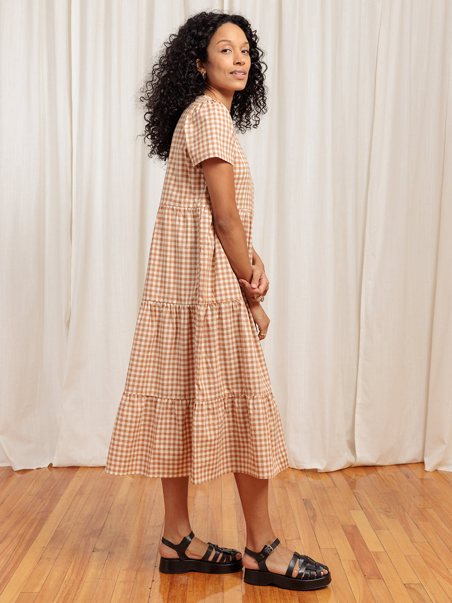 Chalet Tiered Dress Cotton Linen (Clearance)